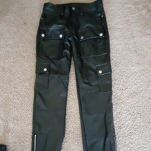 men's black faux imitation leather  pants size 30